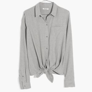 MADEWELL Tie Front Flannel Shirt